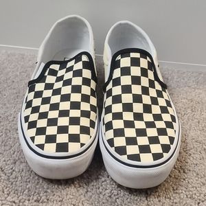 White and Black Checkered Vans